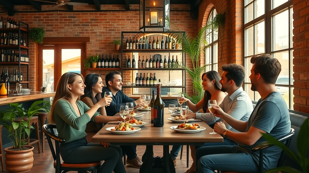 Cozy bistro dining with friends savoring inventive dishes and ambiance