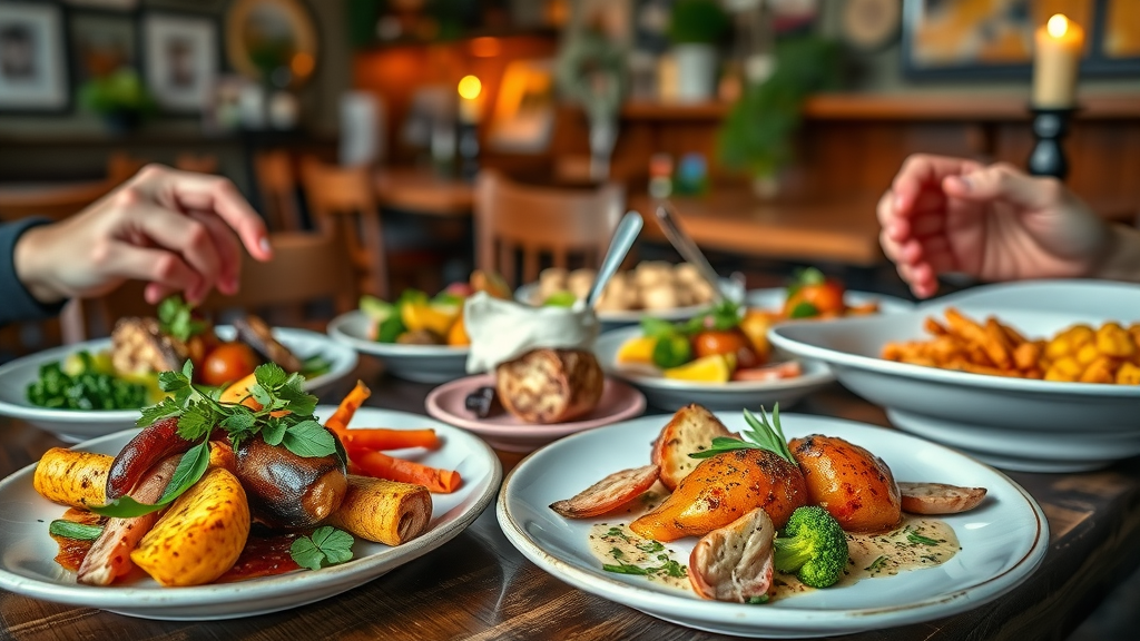 Vibrant bistro plates showcasing eclectic, fresh, and seasonal dishes