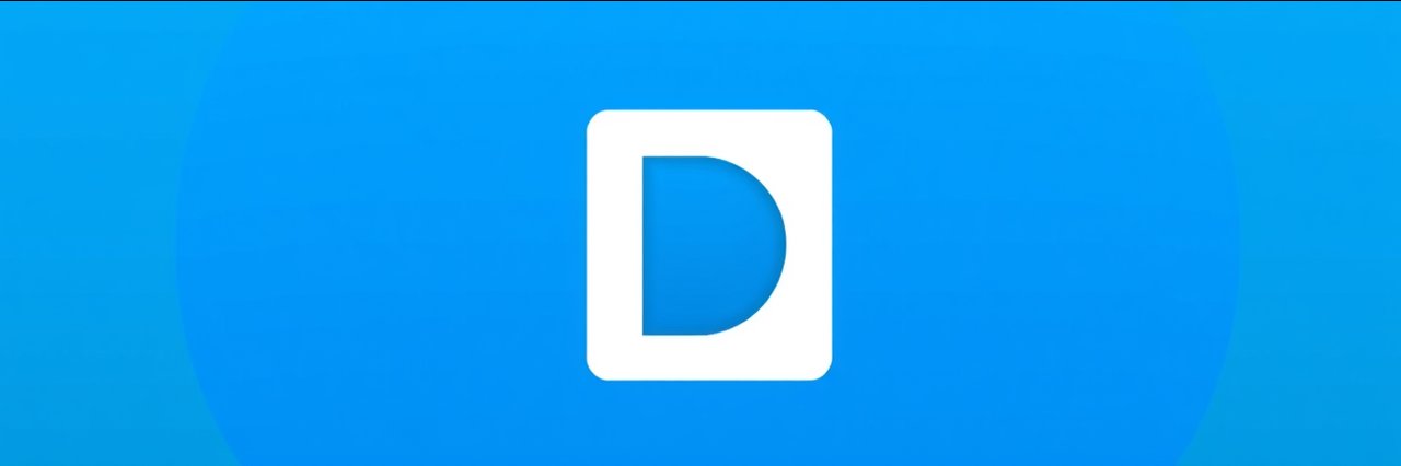 Minimal blue and white icon with letter D, american restaurant branding