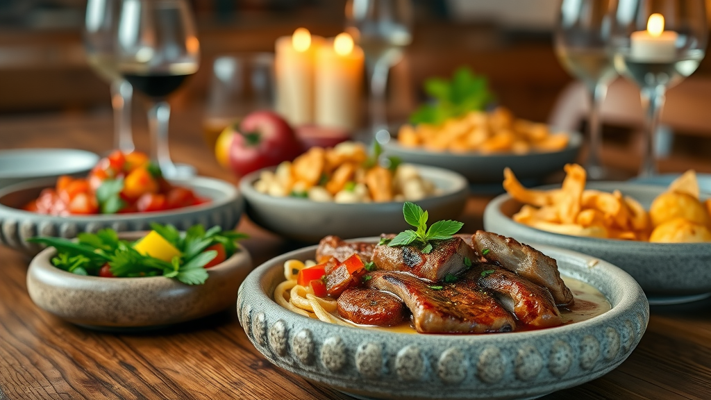 Artfully plated Spanish-Mexican cuisine on rustic table at top Phoenix restaurant